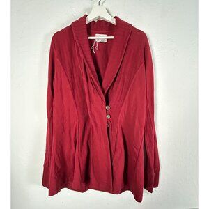 Lucky Lotus By Lucky Brand Womens Red Knit Cardigan Sweater 1X Shawl Collar NWOT